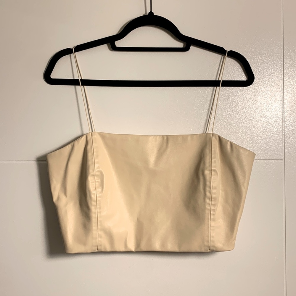Zara cream thin strap halter crop top size large